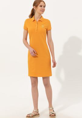 Kadın Sarı Polo Yaka Örme Elbise - 50246277143