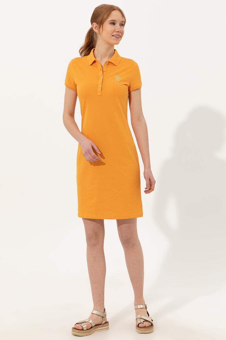 Kadın Sarı Polo Yaka Örme Elbise - 50246277143