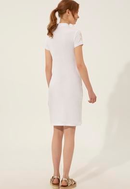 Kadın Beyaz Polo Yaka Örme Elbise - 50246277015