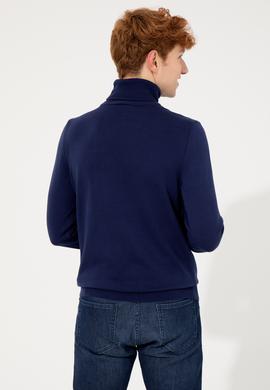 Erkek Mavi Balıkçı Yaka Basic Triko Kazak - 50251874082