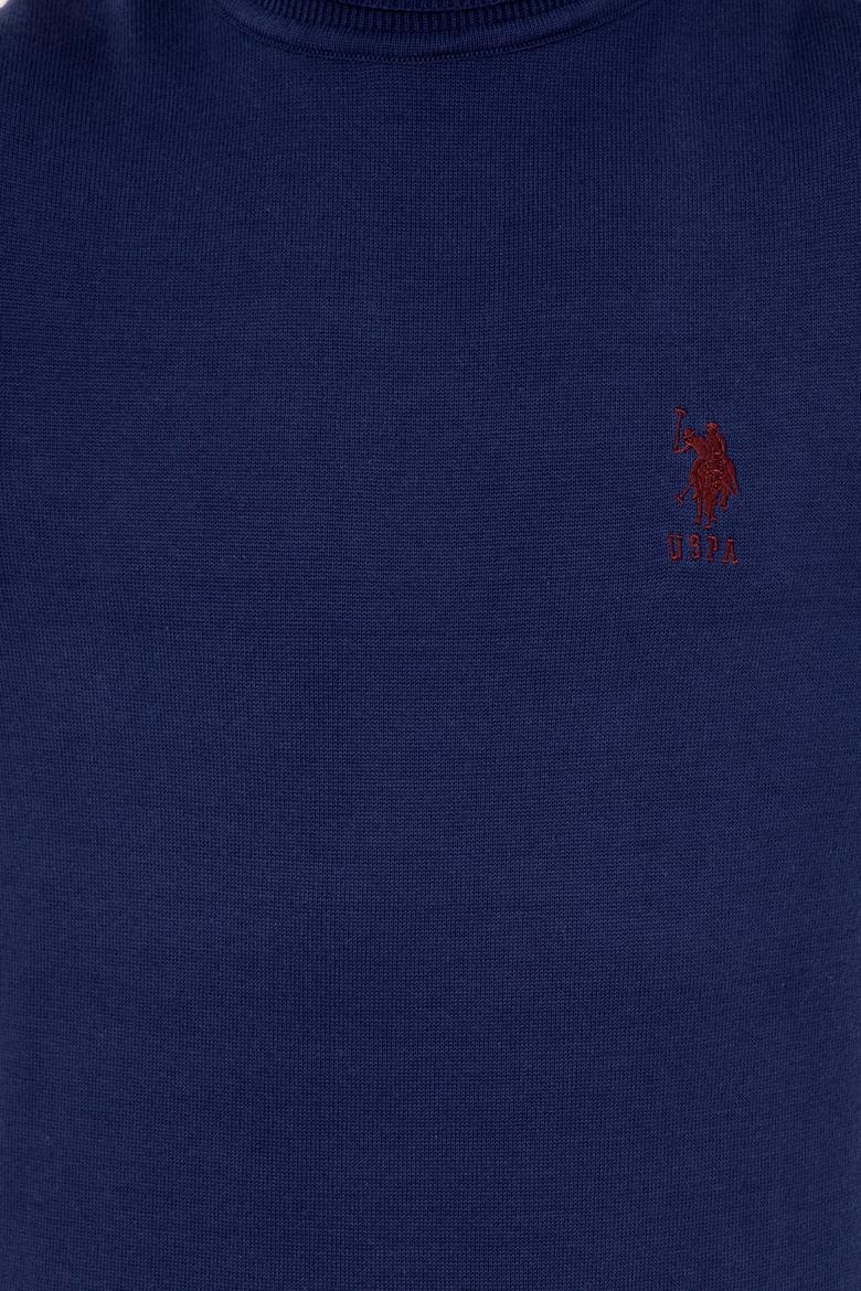 Erkek Mavi Balıkçı Yaka Basic Triko Kazak - 50251874082