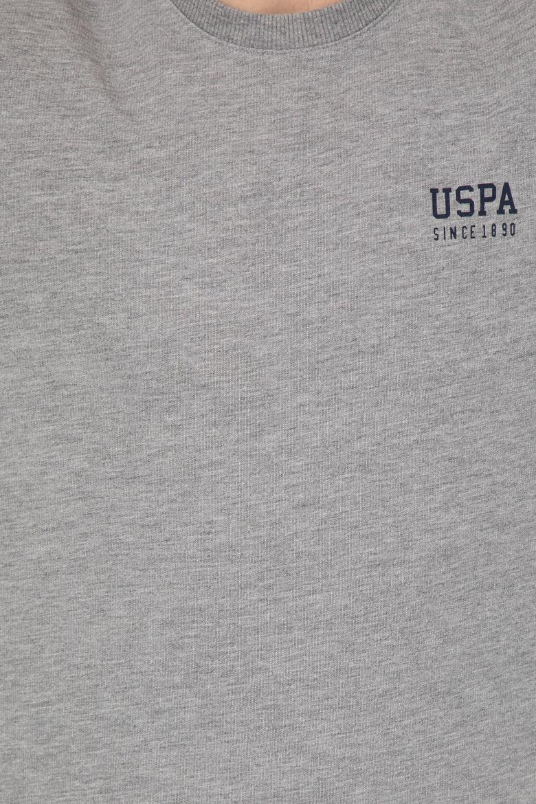 Erkek Gri Melanj Bisiklet Yaka Basic Sweatshirt - 50257281059