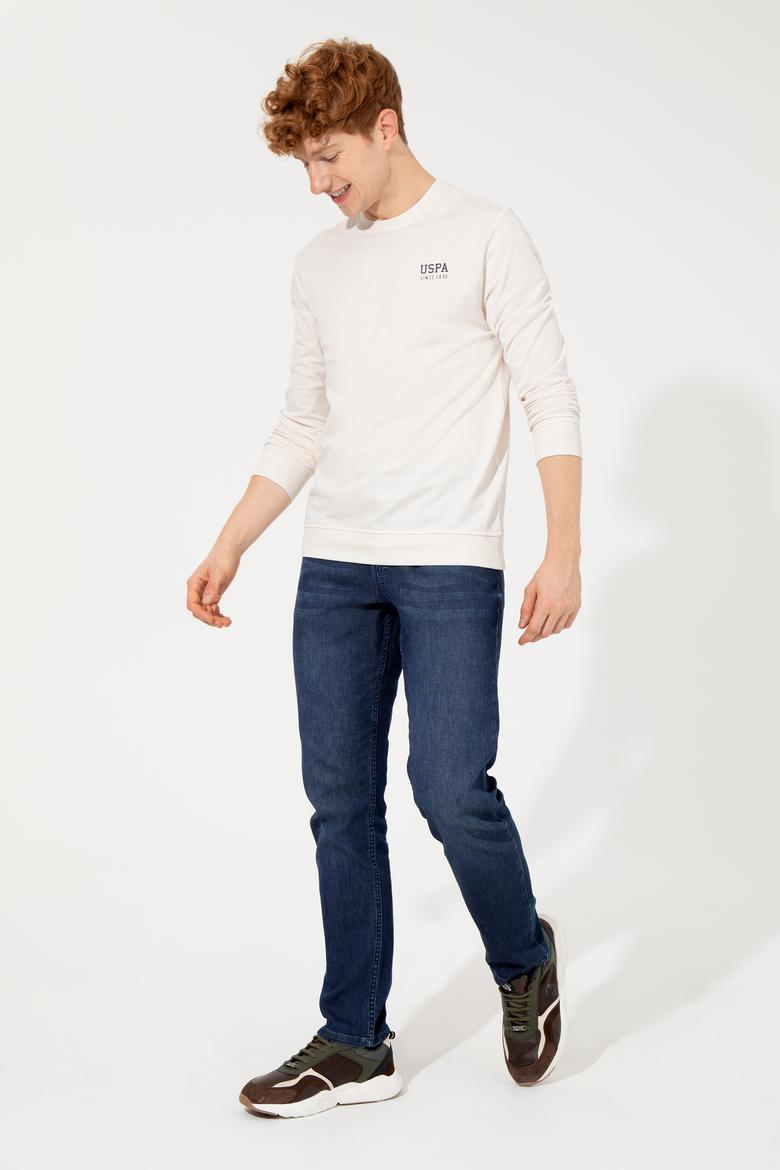 Erkek Ekru Basic Sweatshirt - 50257281039