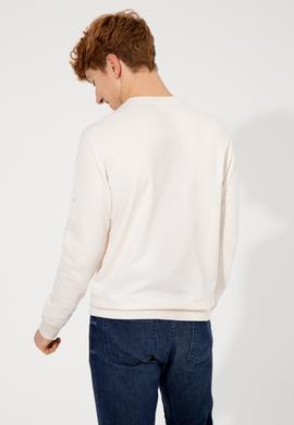 Erkek Ekru Basic Sweatshirt - 50257281039
