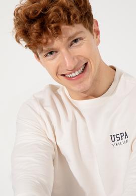 Erkek Ekru Basic Sweatshirt - 50257281039