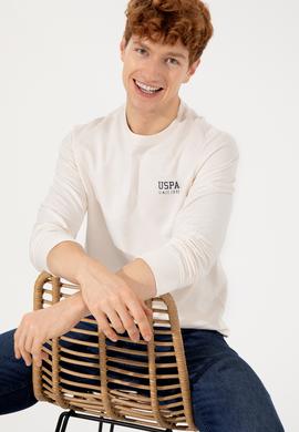 Erkek Ekru Basic Sweatshirt - 50257281039