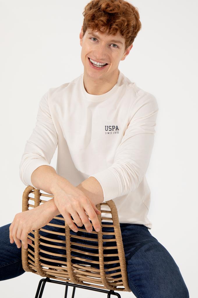 Erkek Ekru Basic Sweatshirt