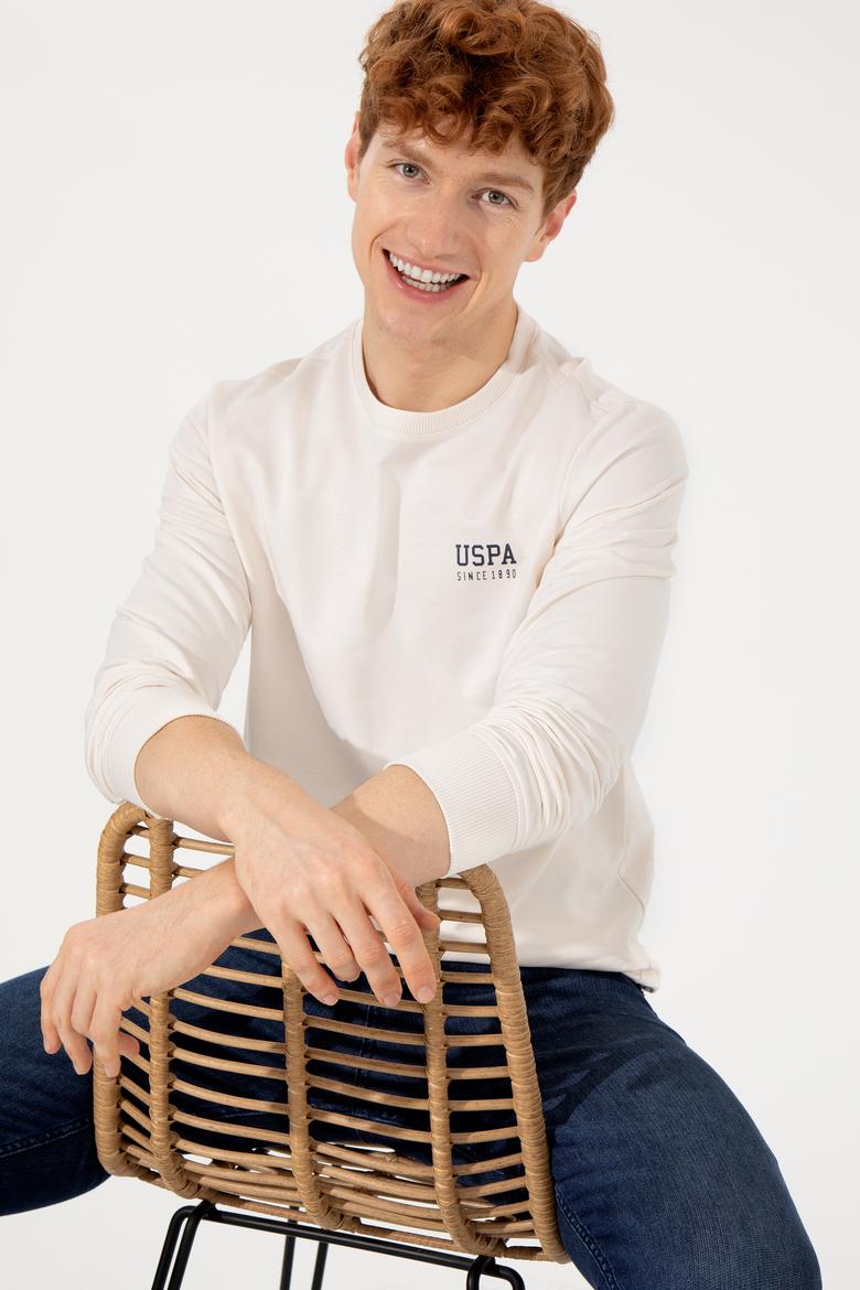 Erkek Ekru Basic Sweatshirt