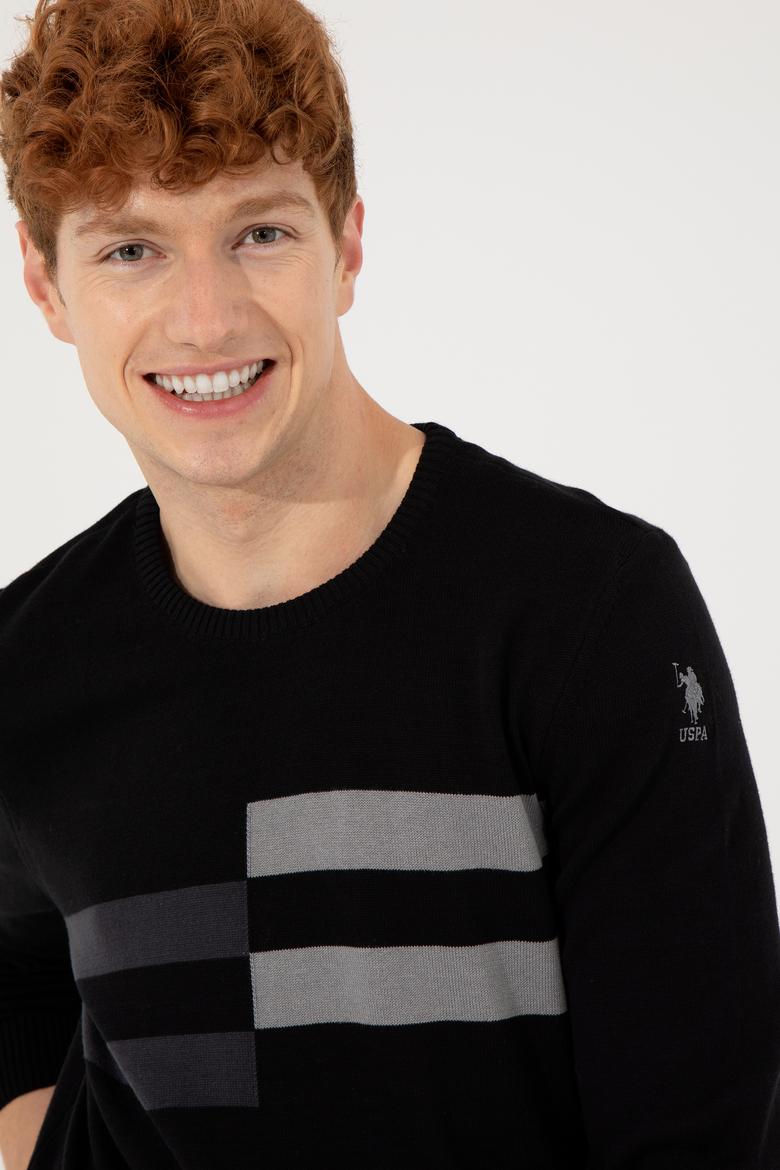 Erkek Siyah Bisiklet Yaka Triko Kazak - 50257853014