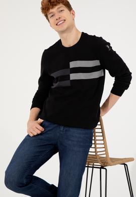 Erkek Siyah Bisiklet Yaka Triko Kazak - 50257853014