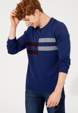 Erkek Lacivert Bisiklet Yaka Triko Kazak - 50257853005