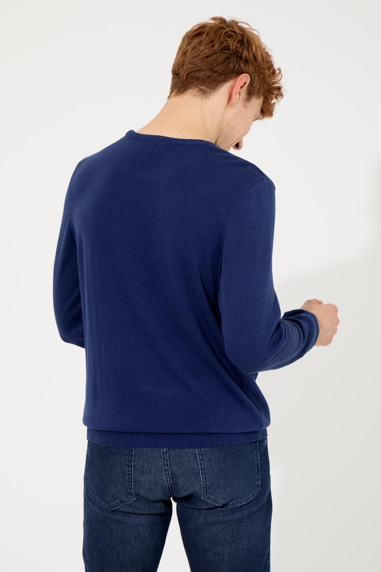 Erkek Lacivert Bisiklet Yaka Triko Kazak - 50257853005