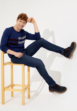 Erkek Lacivert Bisiklet Yaka Triko Kazak - 50257853005