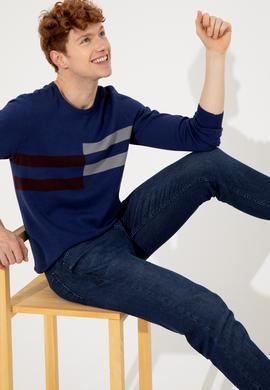 Erkek Lacivert Bisiklet Yaka Triko Kazak - 50257853005