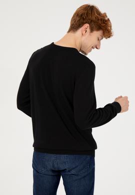 Erkek Siyah Bisiklet Yaka Triko Kazak - 50257853014