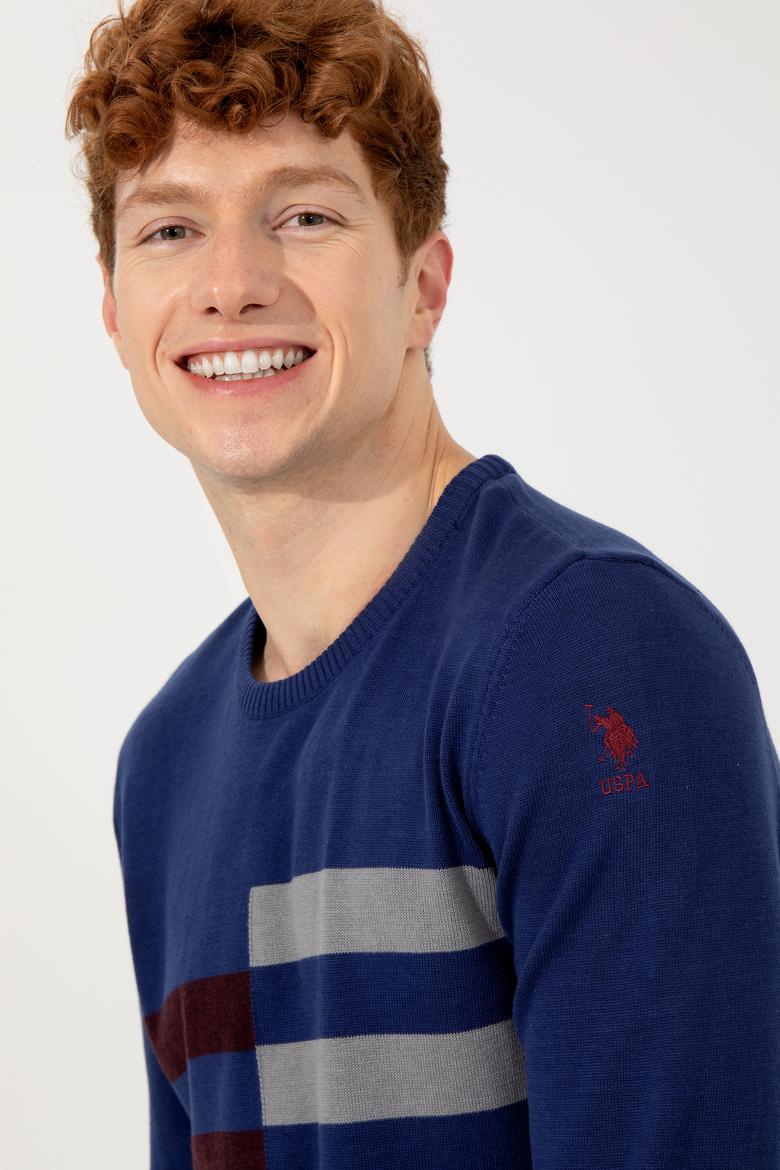 Erkek Lacivert Bisiklet Yaka Triko Kazak - 50257853005