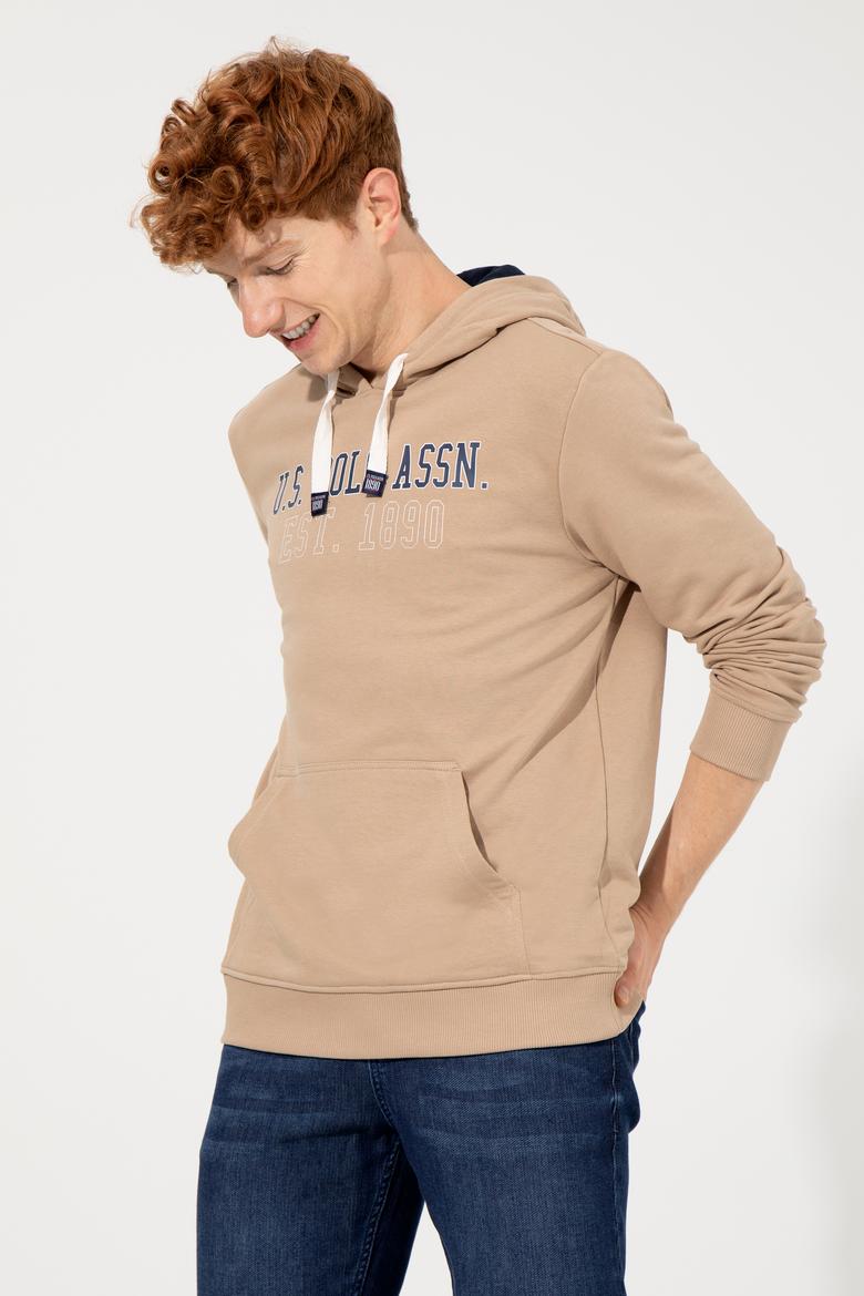 Erkek Camel Kapüşonlu Sweatshirt
