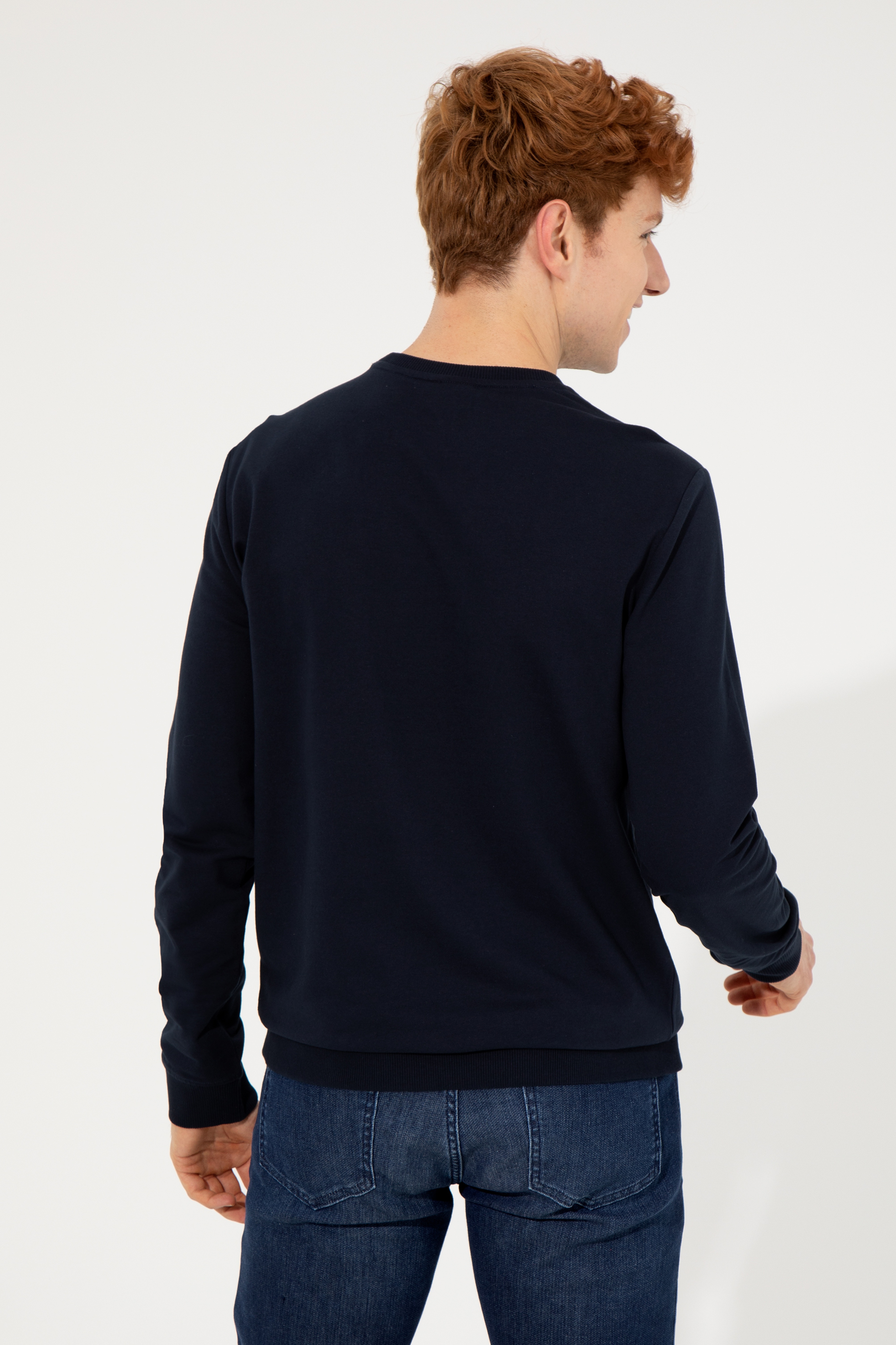 Erkek Lacivert Bisiklet Yaka Sweatshirt