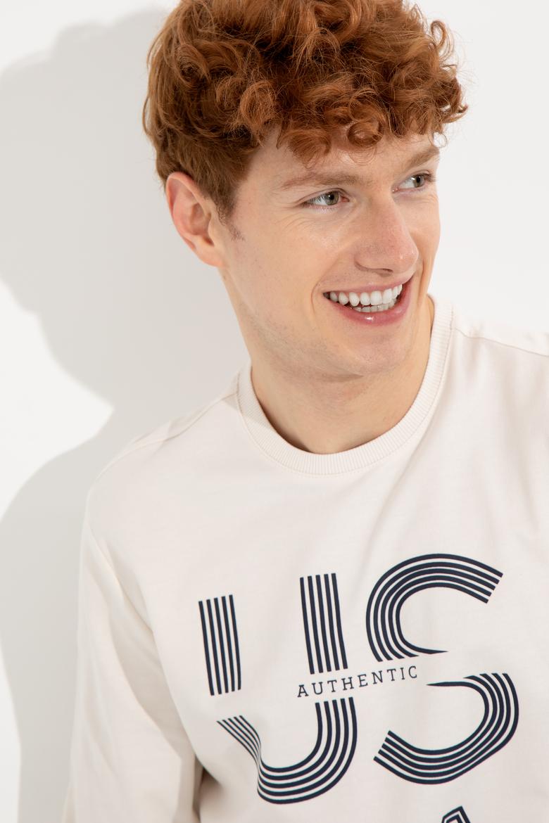 Erkek Ekru Sweatshirt - 50257223048