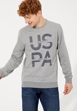 Erkek Gri Melanj Bisiklet Yaka Sweatshirt - 50257223038