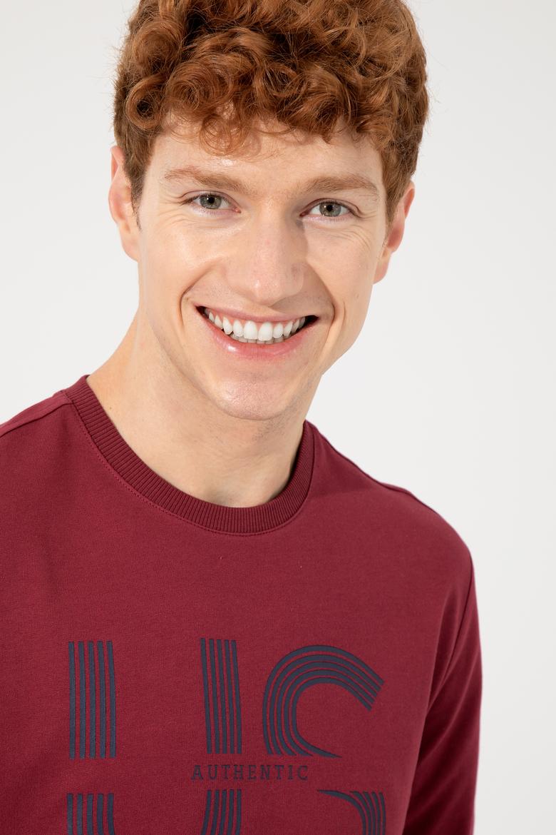 Erkek Vişne Bisiklet Yaka Sweatshirt - 50257223008