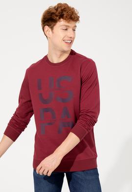 Erkek Vişne Bisiklet Yaka Sweatshirt - 50257223008