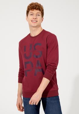 Erkek Vişne Bisiklet Yaka Sweatshirt - 50257223008