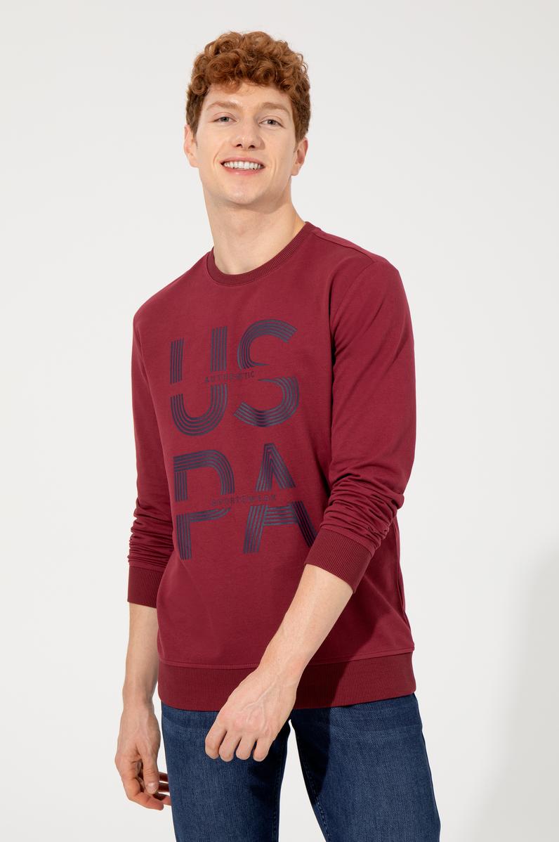 Erkek Vişne Bisiklet Yaka Sweatshirt