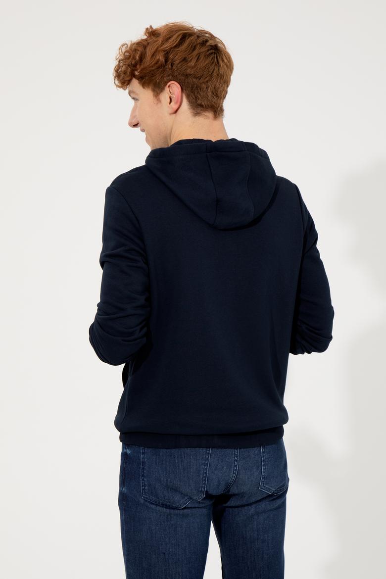 Erkek Lacivert Kapüşonlu Basic Sweatshirt - 50257164010