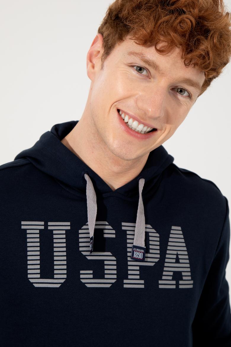 Erkek Lacivert Kapüşonlu Basic Sweatshirt - 50257164010