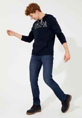 Erkek Lacivert Kapüşonlu Basic Sweatshirt - 50257164010