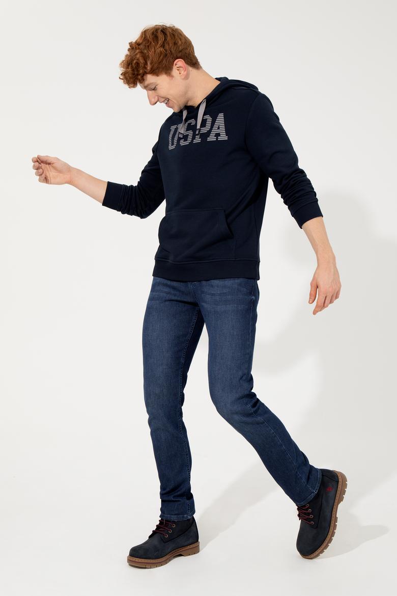 Erkek Lacivert Kapüşonlu Basic Sweatshirt - 50257164010