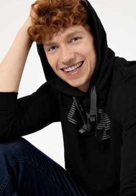 Erkek Siyah Kapüşonlu Basic Sweatshirt - 50257164020