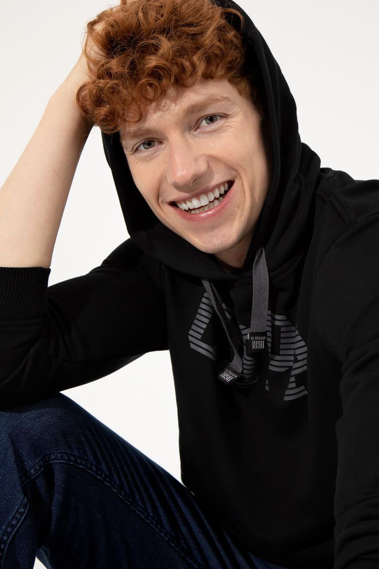 Erkek Siyah Kapüşonlu Basic Sweatshirt - 50257164020