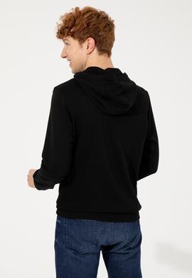 Erkek Siyah Kapüşonlu Basic Sweatshirt - 50257164020