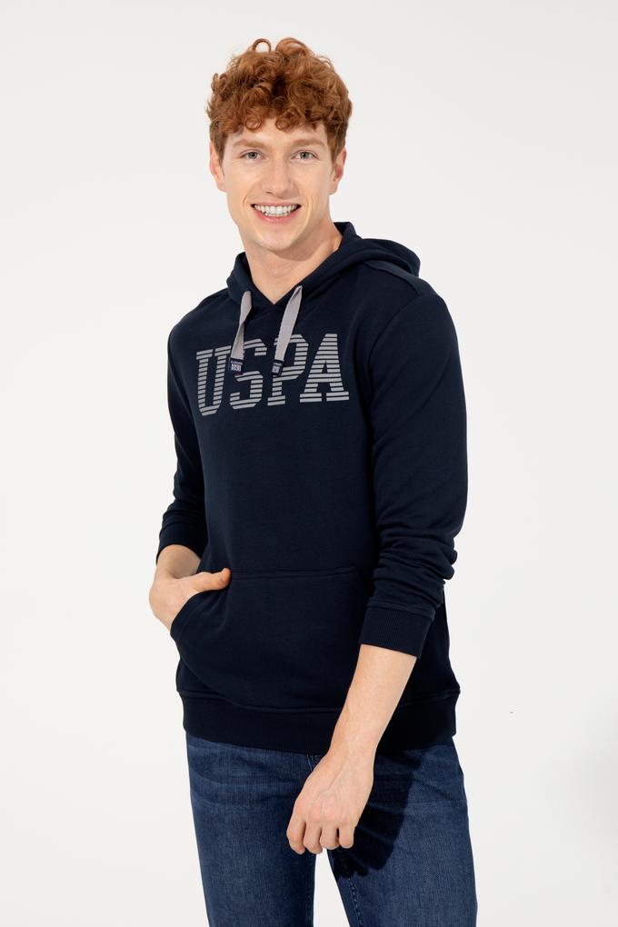 Erkek Lacivert Kapüşonlu Basic Sweatshirt