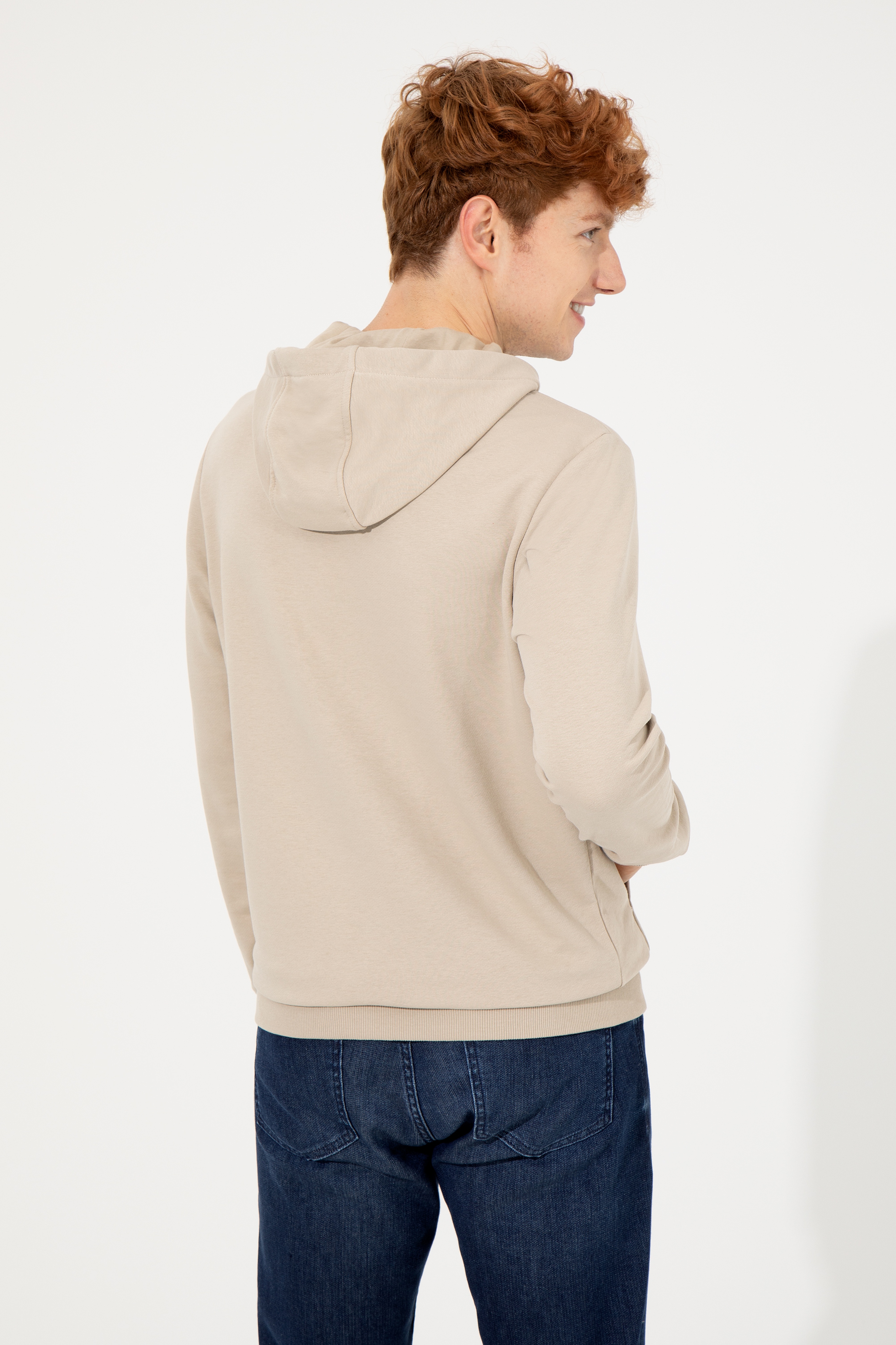 Erkek Taş Kapüşonlu Sweatshirt - Image 5
