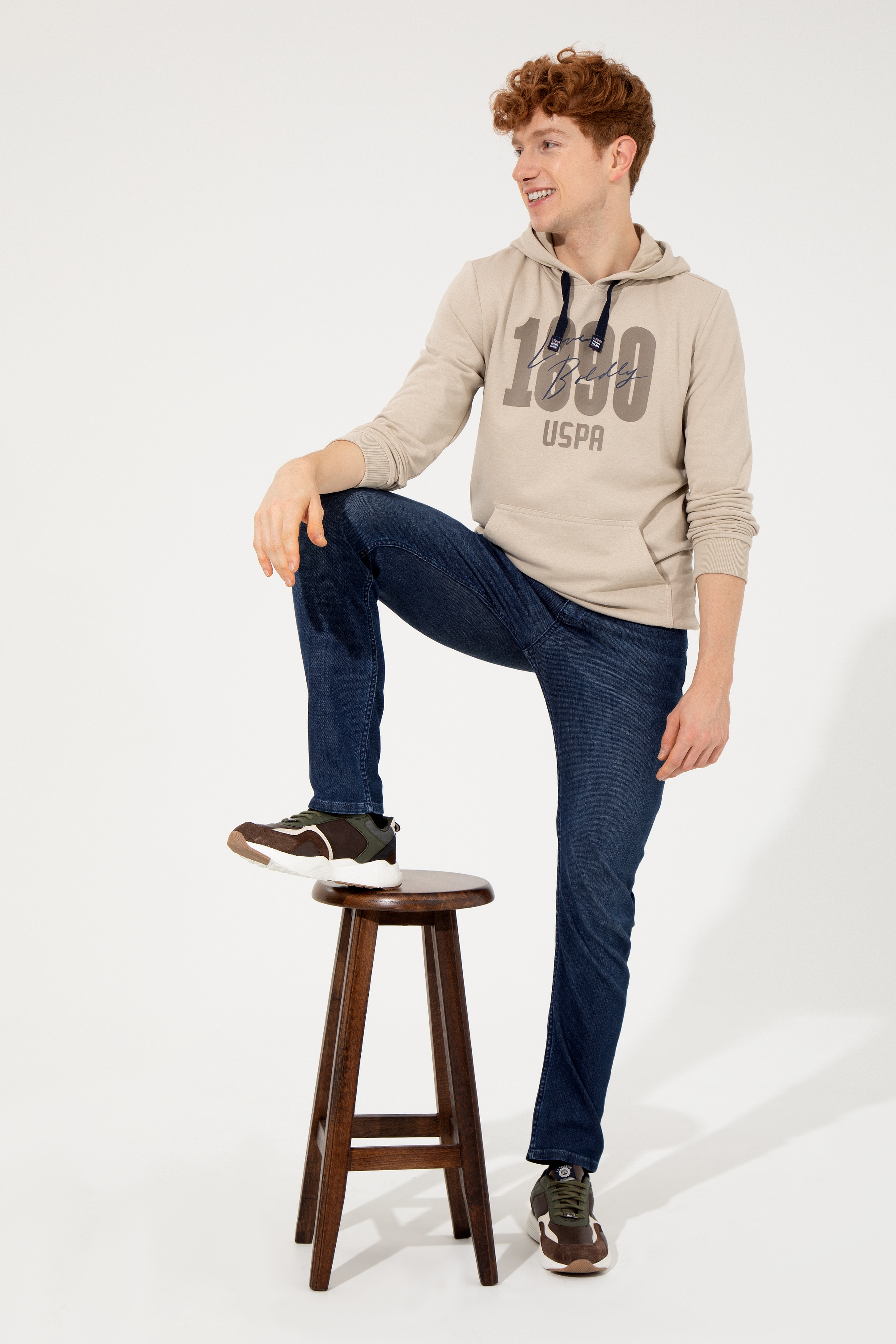 Erkek Taş Kapüşonlu Sweatshirt - Image 4