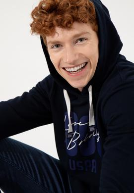 Erkek Lacivert Kapüşonlu Sweatshirt - 50257143017