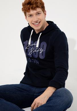 Erkek Lacivert Kapüşonlu Sweatshirt - 50257143017