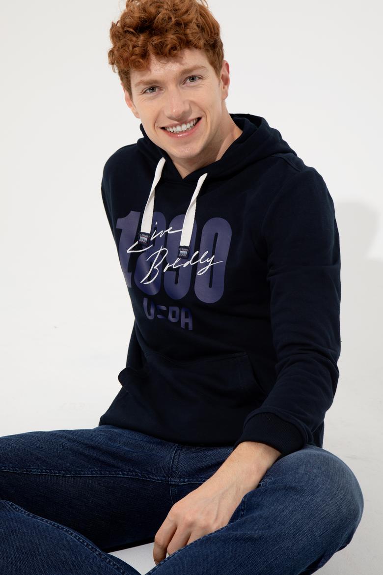 Erkek Lacivert Kapüşonlu Sweatshirt