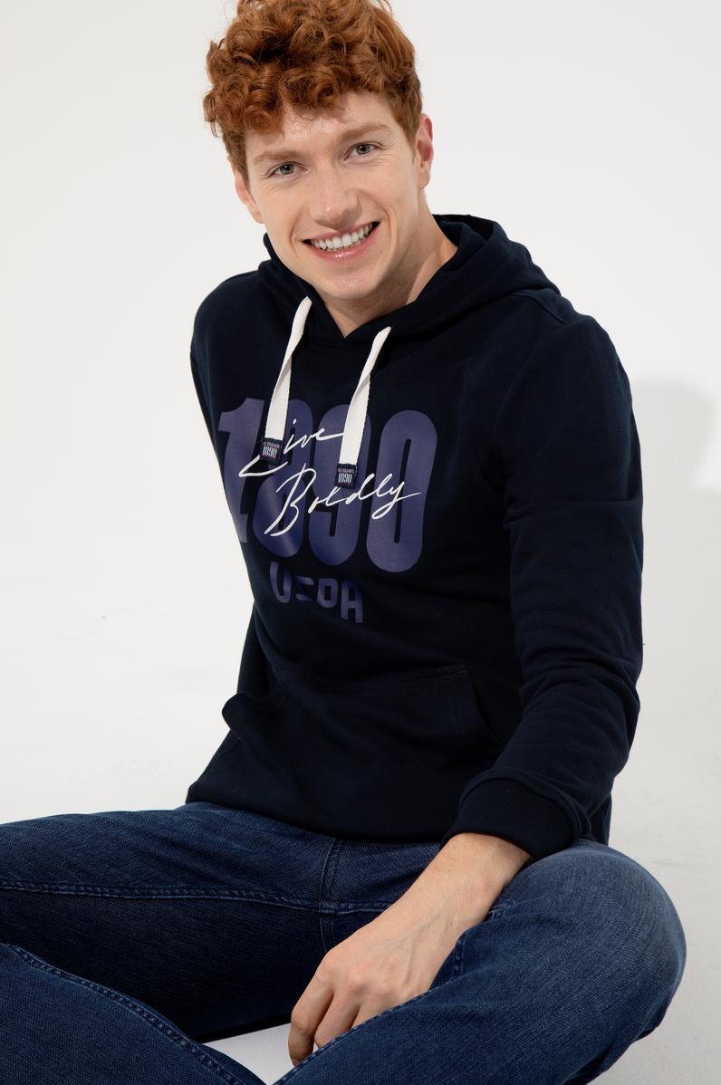 Erkek Lacivert Kapüşonlu Sweatshirt