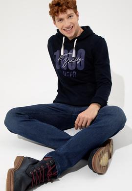 Erkek Lacivert Kapüşonlu Sweatshirt - 50257143017