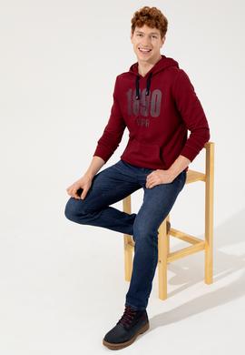 Erkek Vişne Kapüşonlu Sweatshirt - 50257143006