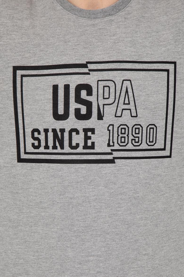 Erkek Gri Melanj Bisiklet Yaka Sweatshirt - 50257280028