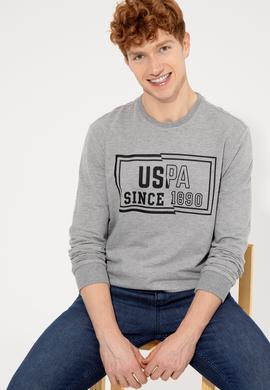 Erkek Gri Melanj Bisiklet Yaka Sweatshirt - 50257280028