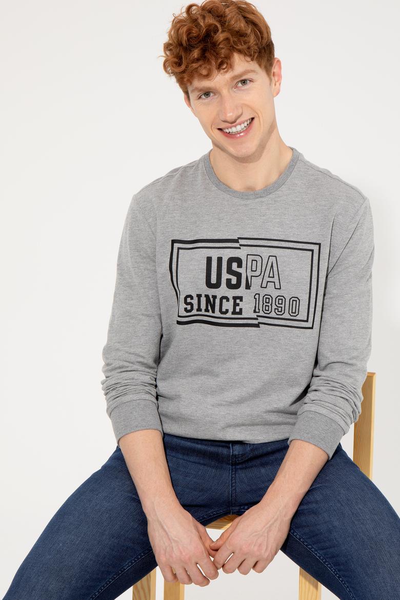 Erkek Gri Melanj Bisiklet Yaka Sweatshirt - 50257280028