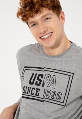 Erkek Gri Melanj Bisiklet Yaka Sweatshirt - 50257280028