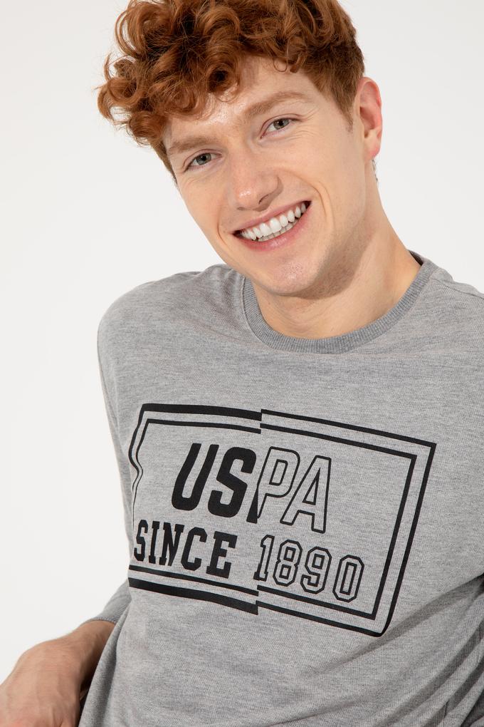 Erkek Gri Melanj Bisiklet Yaka Sweatshirt