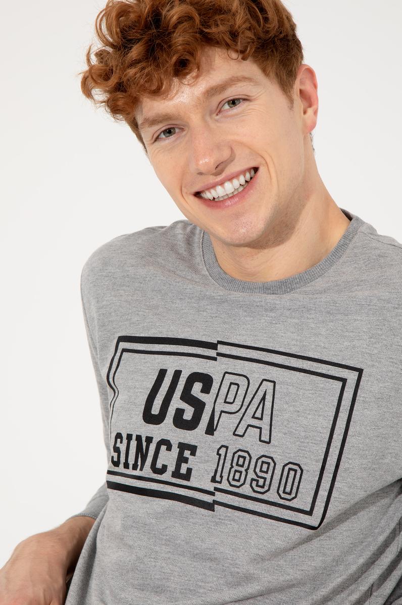 Erkek Gri Melanj Bisiklet Yaka Sweatshirt